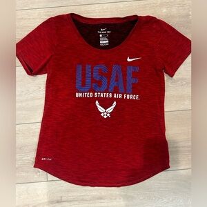 Nike Tee Shirt Womens Small Red United States Air Force USAF dri Fit